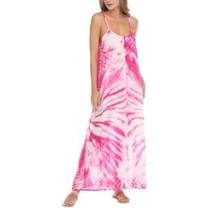 Raviya Women's Tie-Dye Sleeveless Maxi Swim Cover-Up Swimsuit Pink Size Small